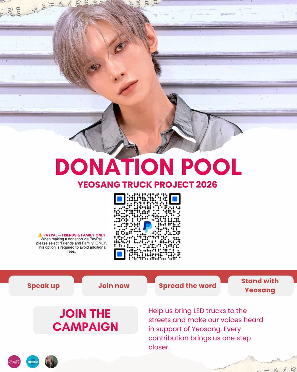 YeosangGlobal's tweet photo. 🌼 YEOSANG TRUCK PROJECT 2026

ATINY/YEODOONGIEs, after everything we’ve done for Yeosang and everything that has been discussed regarding his treatment and lack of opportunities, we’ve decided to move forward with the trucks.

We are currently planning TWO truck locations with proper campaign, which would make this "our biggest protest project for Yeosang yet", this is a continuation of our efforts to make our concerns heard and demand better treatment, more opportunities, and proper support from the company for Yeosang.

After all the birthday preparations and expenses, we currently have only a portion of the funds needed for this project. We currently have $278.30 available in our PayPal, but we still need to raise more funds in order to make both locations possible.

If you can, please consider donating, even a small amount. Every contribution helps us get closer to reaching our goal and making this project happen. 🤍

🌼 Donation pool:
🔗https://t.co/wB2s2iagms

Friends &Family only

Thank you to everyone who has supported this project and continues to stand with Yeosang. 🤍

In collaboration with:
@KangYeosangFr
@YeosangBR