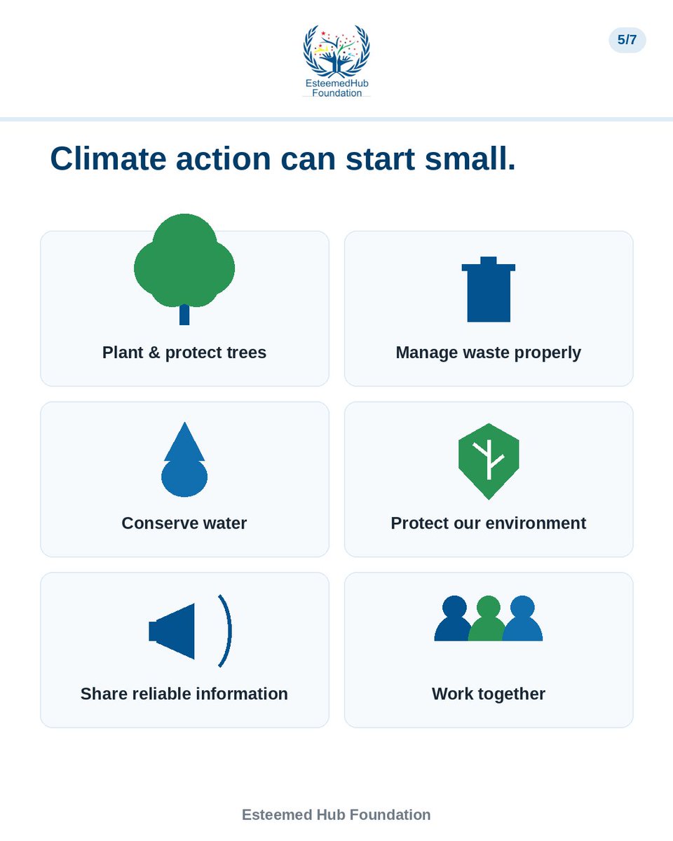 esteemhub's tweet photo. 💬 What's one action you can start today?

#ClimateAction #EsteemedHubFoundation #WeArePurposeful https://t.co/Z9ykikFUwK