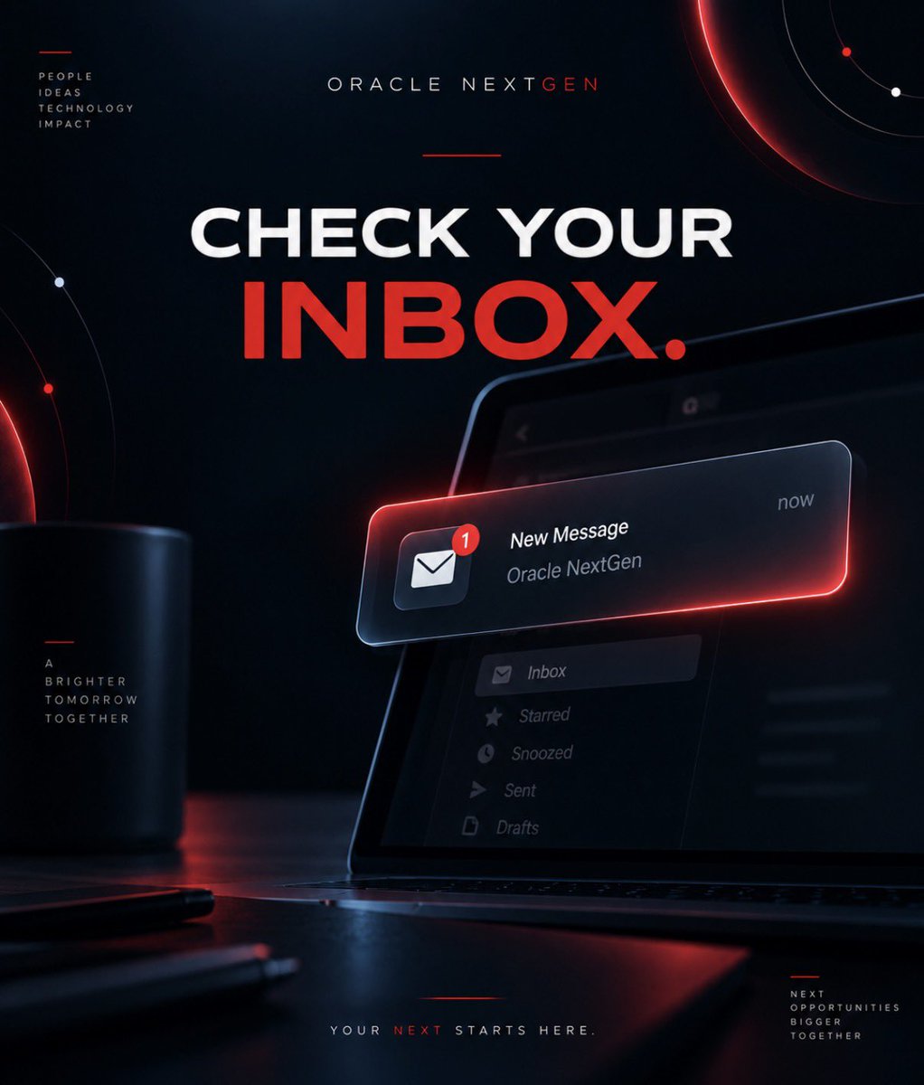 OracleNextGen's tweet photo. شيكوا على إيميلاتكم🧐
ولا تنسون تشيكون على الـ Spam بعد

#Oracle_NextGen 
#Oracle https://t.co/npQi3Y0XRx