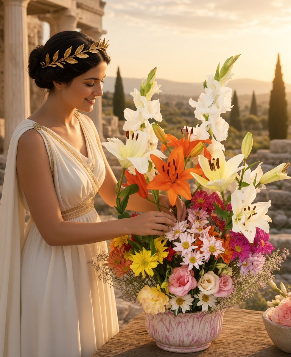 FlowerArtemysa's tweet photo. Golden hour, gold in my hair, flowers that already know their place... 🌹 I only listen 👂... then set them where they belong... 💐

🌸 Majestic Bloom 👑 on @objktcom 

10/10 editions - 10ꜩ

🙌 A handmade lily bouquet, now blooming forever on-chain. 💐

#FlowerGift #NFTArt #FloralArt 
🔗⬇️