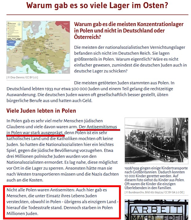 ajedrzak's tweet photo. Panie Ambasadorze @Amb_Berger, zanim zdążyłam poczuć wdzięczność z powodu przyjazdu 20 niemieckich nauczycieli, którzy będą poznawać historię Powstania Warszawskiego, przypomniałam sobie o stronie https://t.co/TfWk2DbVyz. Pisałam o niej w listopadzie ubiegłego roku. 

Portal powstał we współpracy z Federalnym Ministerstwem Edukacji, Rodziny, Seniorów, Kobiet i Młodzieży oraz Pełnomocnikiem Rządu Federalnego ds. Kultury i Mediów (i dumnie eksponuje logotypy obydwu urzędów), a jego zadaniem jest edukowanie niemieckich dzieci na temat historii Niemiec.

Przed jedenastoma miesiącami zamieszczone tam treści fałszowały jednak historię Holokaustu, tłumacząc, że naziści zbudowali obozy zagłady w Polsce ze względu na "bardzo silny polski antysemityzm". Dziś sprawdziłam ponownie: firmowana przez niemieckie urzędy federalne strona wciąż zawiera te same kłamstwa.

Artykuł p.t. "Dlaczego tak wiele obozów było na wschodzie?" pociesza nas jednak: "Nie wszyscy Polacy byli antysemitami. Również tutaj byli ludzie, którzy z narażeniem własnego życia ukrywali Żydów, choć w Polsce - zresztą  jako jedynym kraju - groziła za to kara śmierci. Mimo to w Polsce zginęły miliony Żydów". 

Wszyscy wiemy, że poza względami logistycznymi, Niemcy zbudowali obozy na wschodzie powodowani własnym, a nie polskim, antysemityzmem, że niewielu - wbrew cytowanym twierdzeniom - Polaków było antysemitami, zaś wielu Żydom pomagało, oraz że to Niemcy wprowadzili w okupowanej Polsce karę śmierci za pomoc Żydom. 

Dopóki trzem milionom niemieckich uczniów serwuje się kłamstwa, które niemiecką odpowiedzialność za zbrodnie wojenne rozcieńczają, jej część wbrew faktom przerzucając na Polskę i Polaków, proszę nie oczekiwać od nas wdzięczności za przysłanie 20 nauczycieli.