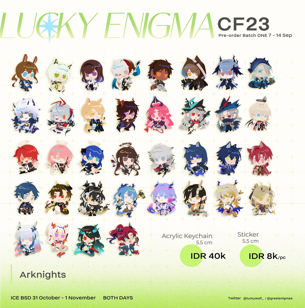 luckywolf_'s tweet photo. (RT 💖)
Hello! Me and @greatenigmaa's Batch 1 PO for #CF23 merch is open! Batch 2 will be launched late Sep~

📅 Ends 14 September
🛒 Pick-Up OTS &amp; e-commerce ✅
✨ Arknights, Arknights: Endfield, Reverse: 1999, Hoshimachi Suisei, Tiny Planet

(1/2)
#comifuro23

Link Form ⬇️ https://t.co/p5APpieD0Y