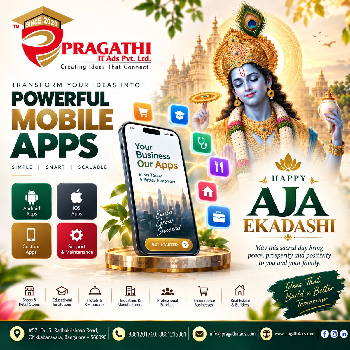 pragathiitads's tweet photo. HAPPY AJA EKADASHI! 🌸🪈✨
Transform your ideas into powerful mobile apps with Pragathi IT Ads: 🤖 Android &amp; iOS Apps 📱 Custom Solutions 🛠️ Support &amp; Maintenance
👉 https://t.co/SF4plMBFa2📞 8861201760, 8861215361
#AppDevelopment #MobileApps #PragathiITAds #AjaEkadashi https://t.co/fw5IEuYmfY