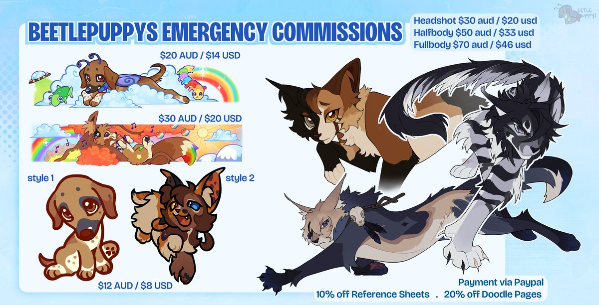 beetlepuppys's tweet photo. Hi everyone, I didn't want to make this post but recently I've had to take on emergency commissions as my computer has been actively dying on me. My commissions are my main income as of right now, and help me feed my dog and pay for her vet bills. I thank everyone greatly (1/5) https://t.co/o9oqZ6lh9A