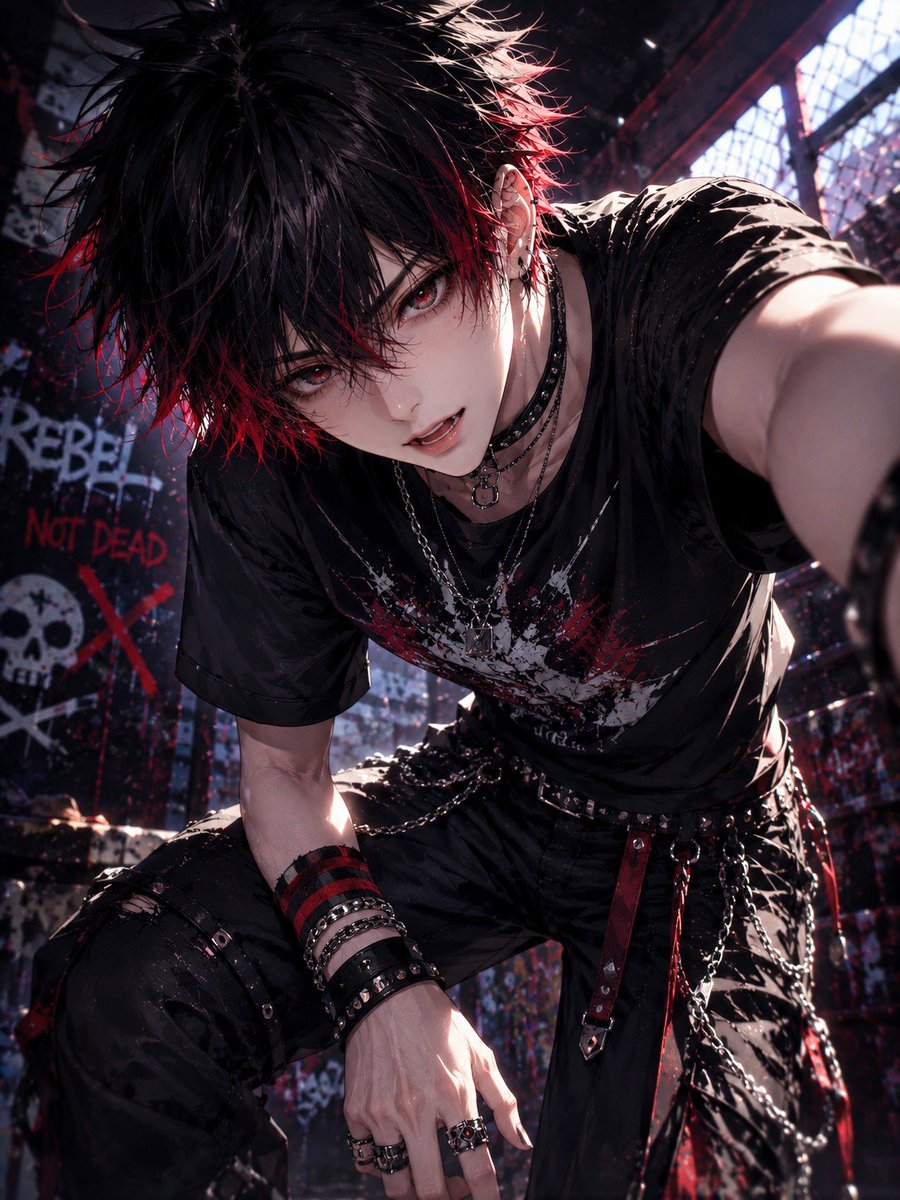 lunelle_noctis's tweet photo. 新しくBoys生成専用チャットを作って、
黒髪で毛先が赤いツンツンヘアの男の子、だけで誕生した子です

名前は篝（かがり）に決定🔥

#AIイラスト https://t.co/2UPc0PqFJp