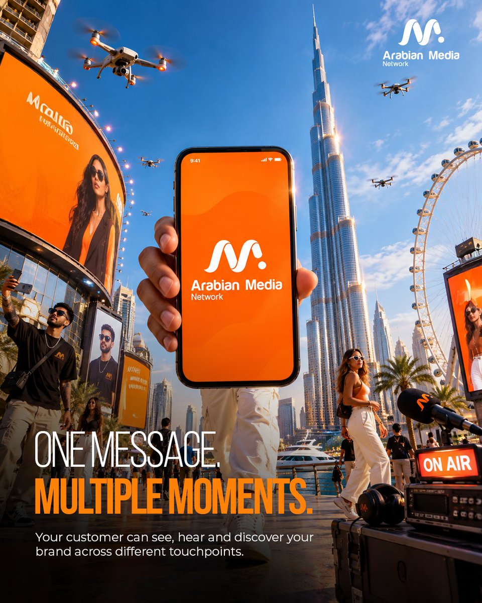 arabian_mn's tweet photo. One message. Multiple touchpoints.​
 Make your brand impossible to miss.​
​
#ArabianMediaNetwork #BrandVisibility #Advertising https://t.co/WhvKJ8rzFv