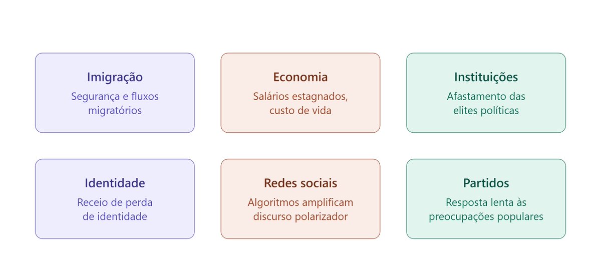 PedroNMadeira's tweet photo. /diagram Lista de razões para a os partidos de direita estarem a ganhar na europa. Esta foi a resposta da IA https://t.co/zvN0AidjV8