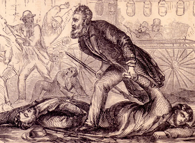 theoldworldshow's tweet photo. Remember what they are celebrating: John Brown was a butcher who hacked the innocent, peaceful, non-slave-owning Doyle family apart with a broadsword because their neighbors were slaveowners

When he invaded Virginia, he brought with him wagons full of pikes on which women and children were to be spitted by the vengeful slaves he wanted to free

The first person his men killed in Harper's Ferry was a freeman, and the first man they robbed was a descendant of George Washington

John Brown was as clear an instantiation of demonic evil as Lee was of christian chivalry, and it is good he was hanged