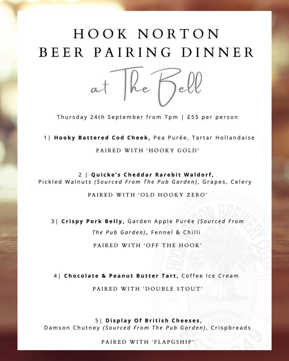 caskaleweek's tweet photo. Head to The Bell Inn for a @HookyBrewerybeer pairing dinner during #CaskAleWeek 2026 🍻

🗓️ Thurs 24th Sept from 7pm
📍 The Bell Inn,  Banbury Rd, Ladbroke, Southam CV47 2BY

🎟️ Book your place online: https://t.co/YPMzgEBh7k https://t.co/ouZiefjb3r