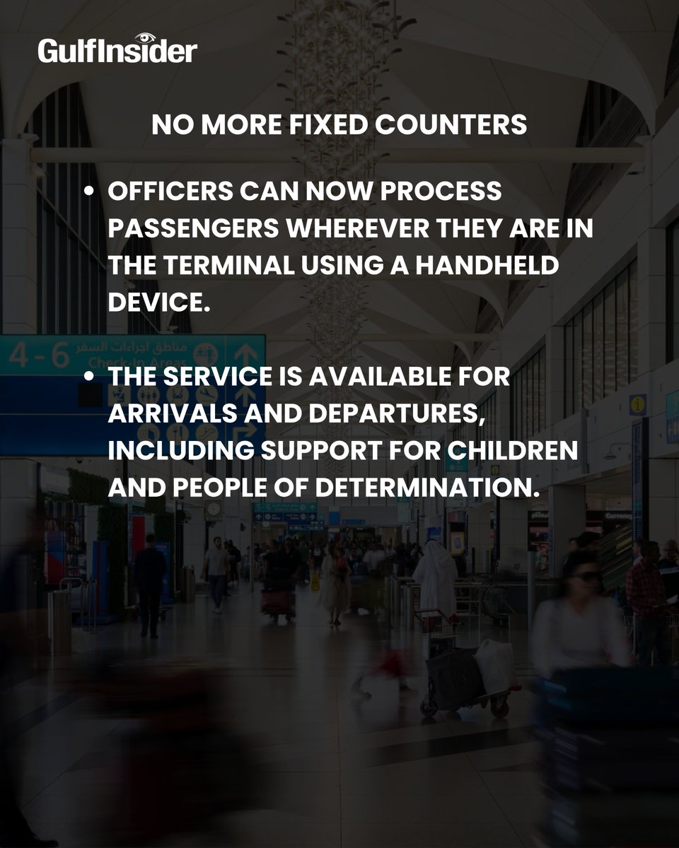 GulfInsider's tweet photo. Dubai airports have officially launched ‘Click &amp; Travel’, a mobile immigration service that allows officers to complete passport-control procedures without a fixed counter. https://t.co/An34MbEK9e