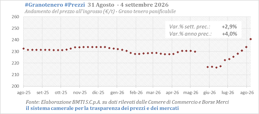 BMTI_IT's tweet photo. #Granotenero #Prezzi | I timori per l'evolversi del conflitto nel Mar Nero, con le ripercussioni sugli approvvigionamenti esteri, spingono in rialzo i prezzi dei grani panificabili nazionali #Cameredicommercio #Borsemerci #7settembre https://t.co/iFkyQlQi0x