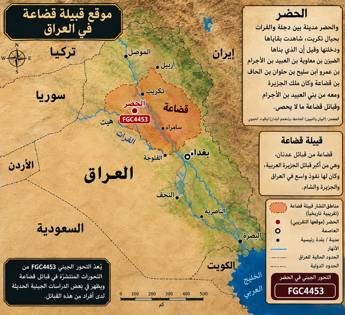 Manuscriptsx's tweet photo. نستكمل جغرافية الفرع القضاعي #FGC4453

والحضر مدينة بين دجلة والفرات بحيال تكريت شاهدت بقاياها ودخلتها وقيل إن الذى بناها الضيزن بن معاوية بن العبيد بن الأجرام بن عمرو ابن سليح بن حلوان بن الحاف بن قضاعة وكان ملك الجزيرة ومعه من بني العبيد بن الأجرام وقبائل قضاعة ما لا يحصى ..
مخطوط ابن الشجري المتوفى 542هـ كُتِبتْ سنة 581هـ بخط أسعد بن معالي بن إبراهيم بن عبدالله

#FGC7946
#قضاعة
 
J-BY9586, J-CTS7163, J-BY146517, J-FTA28864, J-A31550, J-BY198772

#قضاعة 
#HU637