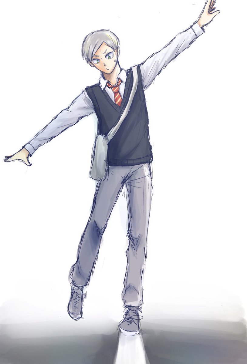 Lemobe_HQ's tweet photo. 白線渡り
#イラスト https://t.co/SJWRIrS2uh