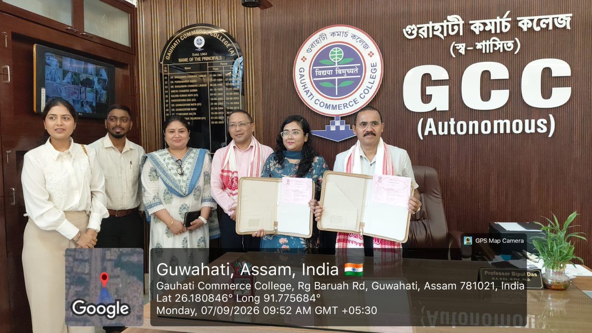 GCC_1962Assam's tweet photo. Signing of a *MOU by the M. Com. Dept., GCC (A) with *Boostabrain Classes Guwahati* I 07. 09.2026. https://t.co/ErKpbZPdSI