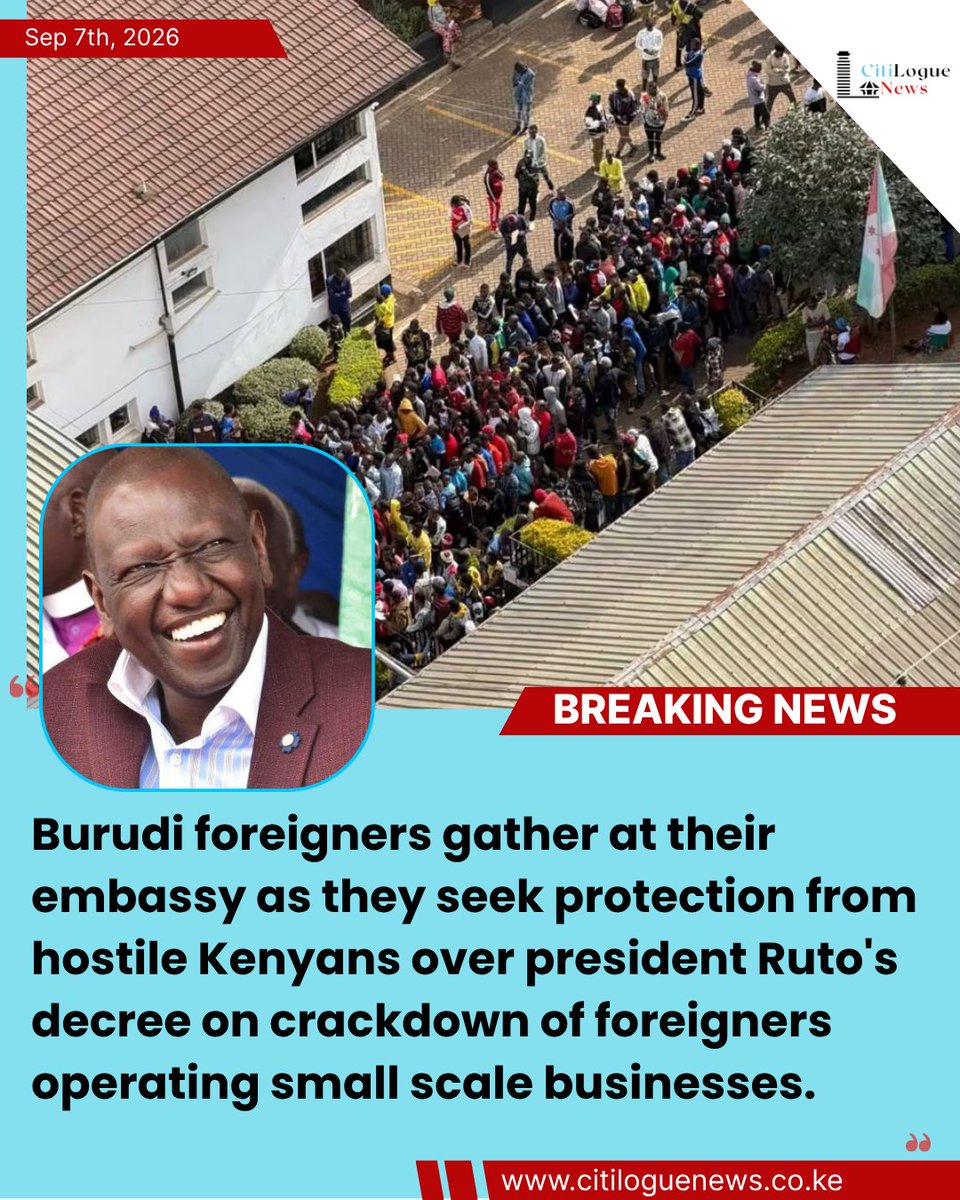 CitiLogueNews's tweet photo. π¨Burudi foreigners gather at their embassy as they seek protection from hostile Kenyans over president Ruto's decree on crackdown of foreigners operating small scale businesses.
#burundians #operatelegallyinkenya
#EACSmalltradespermit #classRpermit https://t.co/XmhBqJzQD4