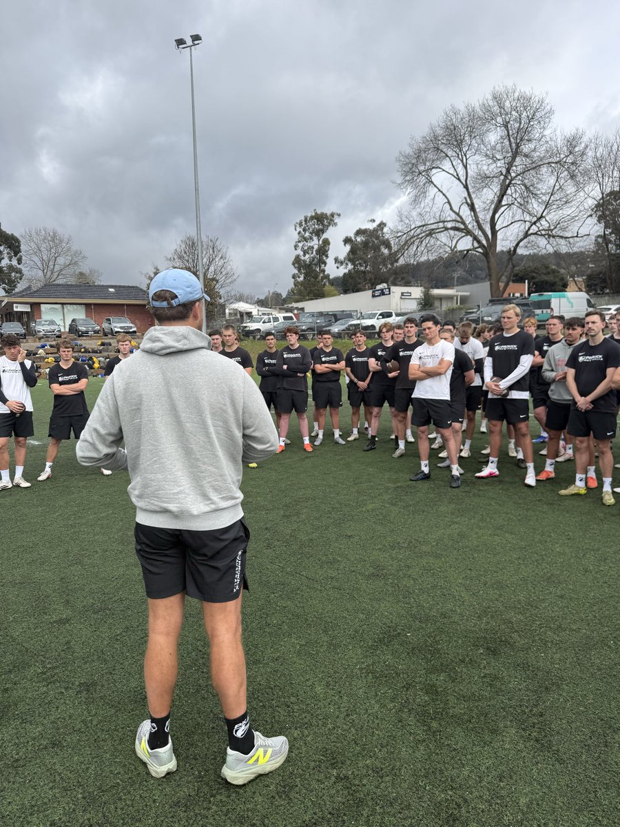 ProkickAus's tweet photo. Wet session followed by a great speaker in @CoreyMcKernan. Spoke to the lads about mental prep, mental health, routines and performance. Was a great day. Future College and NFL hopefuls then got some film review done with PROKICK Coach and @RayGuyAward winner Tom hornsey https://t.co/hKmYLwkVwC