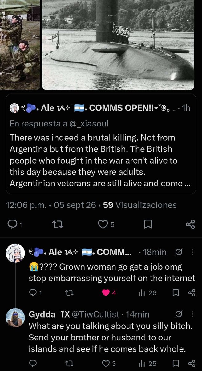 _xiasoul's tweet photo. Ignoring how they purposefully don't show my other tweets(I put below on this thread) and didn't quote me directly, to everyone saying we're obsessed with Malvinas, is answering with pictures of the war and finding my private ig account to say this not obsessive? https://t.co/KgMCyvbTuQ