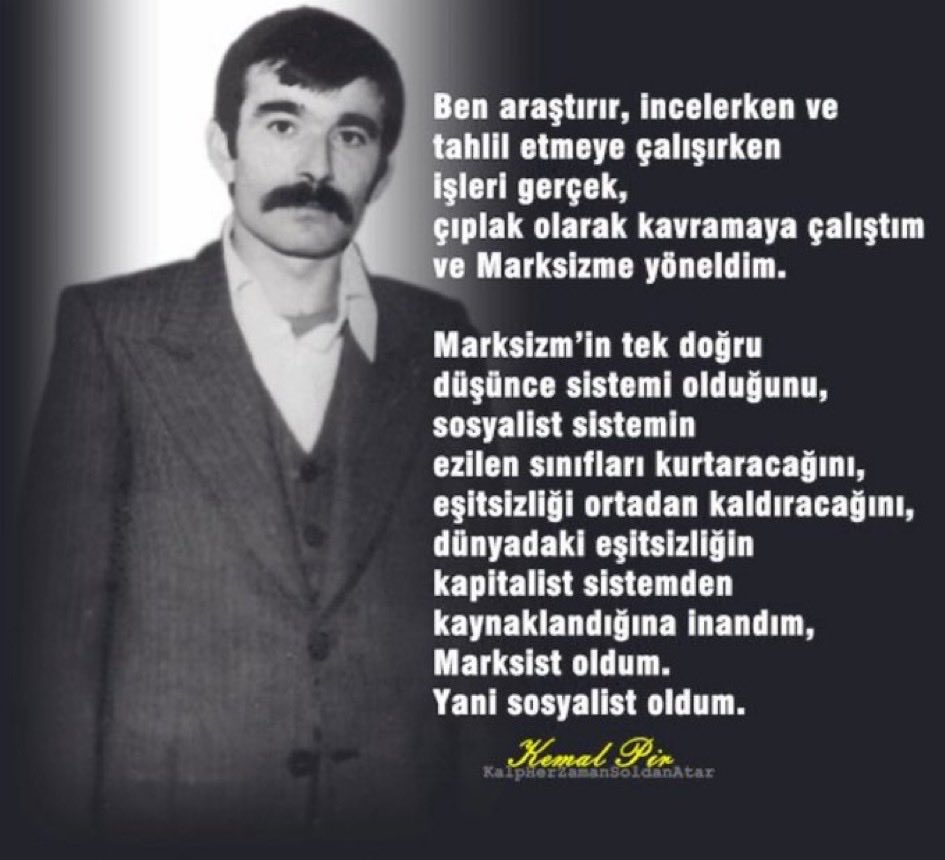 Hsynylmz213462's tweet photo. 7 Eylül 1982’de Diyarbakır Zindanında yaşamını yitiren Kemal Pir’ı unutmadık.
Saygı,Sevgi ve Minnetle Anıyoruz🥀
#KemalPir🥀 https://t.co/xcsg2jNm6y