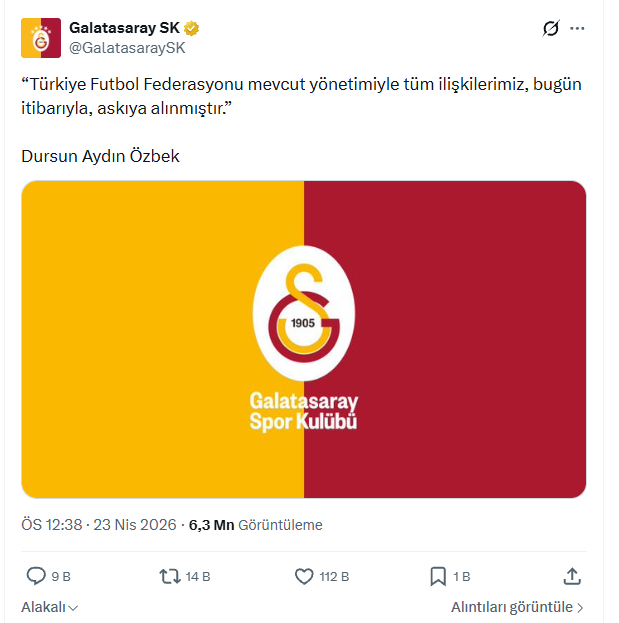 ridvanaksu's tweet photo. 23 Nisan 2026'da TFF ile sözde tüm ilişkileri askıya almıştınız ne oldu o iş?

hayatınız yalan... ve hiç utanmıyorsunuz bundan... https://t.co/Jlq7XJWcFQ