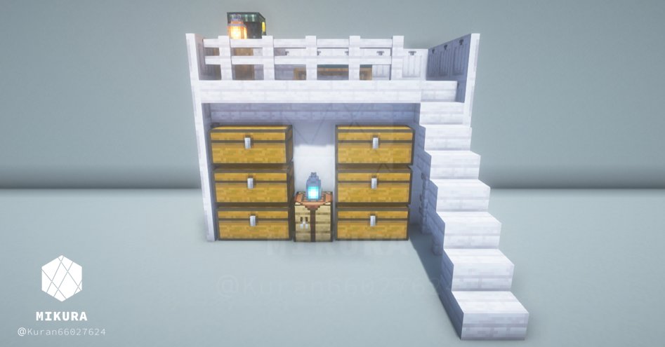 Kuran66027624's tweet photo. 装飾メモ（収納付きロフトベッド）
#minecraft建築コミュ #Minecraft #バニラ建築学部 #マイクラ https://t.co/4cZpOQFff4