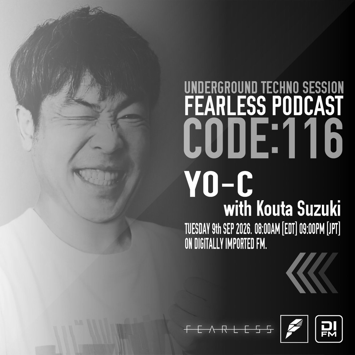 Fearless_Rec's tweet photo. Tune in tomorrow!!
Fearless Podcast Code: 116 on https://t.co/dWIZKqPUY0
Tuesday 8th. Sep. 2026
YO-C &amp; Kouta Suzuki
3PM CEST / 8AM EDT / 2PM BST / 9PM JST
https://t.co/dWIZKqPUY0 Techno Channel
https://t.co/2sLGTkpYId
YO-C @grafftensuzuki  @Luna_Mudkitten  @liggy_k  @Tetsu_Izumi https://t.co/xxOfBATBw1