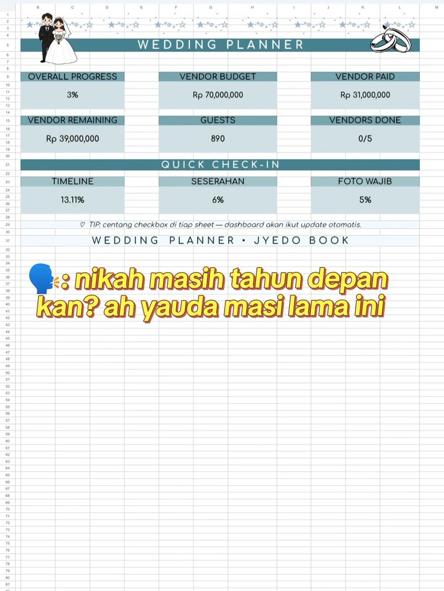 ajayyedobook's tweet photo. jual template spreadsheet
• Budgeting Bulanan (10k &amp; 15k)
• Budgeting Tahunan (40k)
• Wedding Planner (50k)
• UMKM Tracker (10k)
#zonauang #jasaspreadsheet #jasaexcel #jokitugasmurah https://t.co/xvm2qNOKar