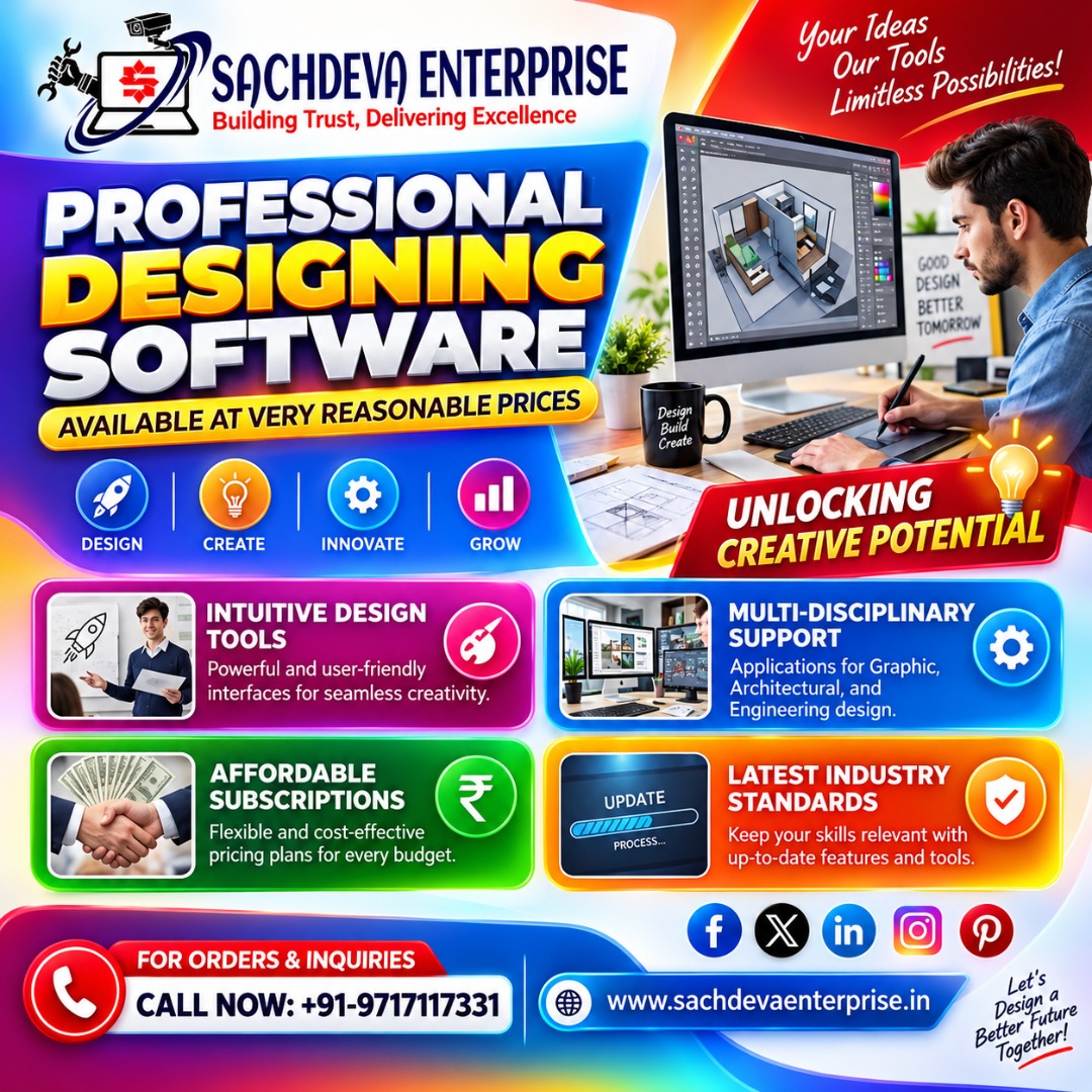 SachdevaEnterpr's tweet photo. Bring your creative ideas to life with Professional Designing Software from Sachdeva Enterprise. ๐จ๐ป
๐ For Orders & Inquiries: +91-9717117331
๐ https://t.co/UUMdOFusG0
#SachdevaEnterprise #DesigningSoftware #DesignSoftware #GraphicDesignSoftware #ArchitectureSoftware https://t.co/ZCRo6fMtK9