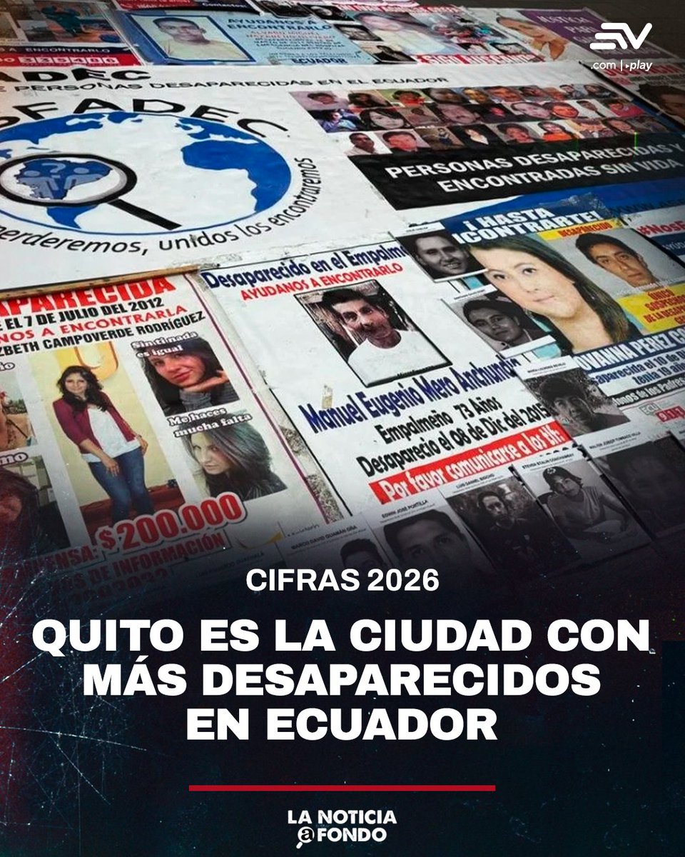 EcuavisaInforma's tweet photo. 👉 https://t.co/GarFSYzpvN | #LaNoticiaAFondo | 📊 Según las cifras del Ministerio del Interior, en Quito se han reportado 940 denuncias por desaparición de enero a julio de 2026, la cifra más alta del país. https://t.co/3wkj0NspLI