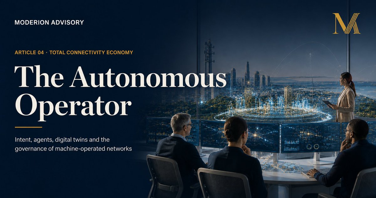 ModerionAdvisor's tweet photo. Automation is not autonomy. A machine-operated network needs governed intent, trusted data, models, digital twins, assurance, human authority and safe rollback—or machine speed simply scales error.

https://t.co/5Pap3QkVAf

#AutonomousNetworks #AI https://t.co/wXKaU5eaoN