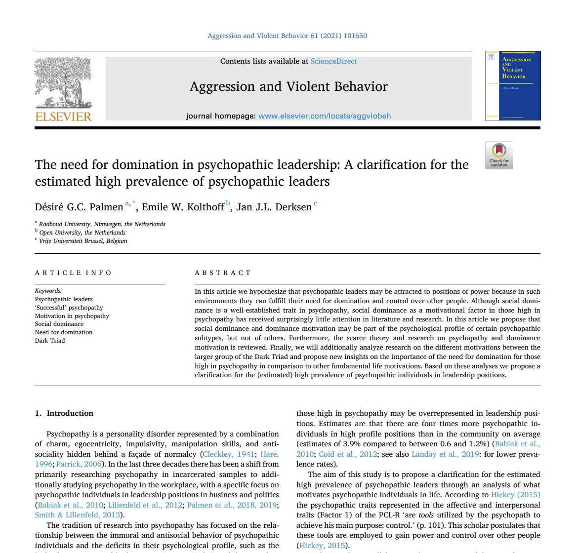 HowToPrompt__'s tweet photo. This paper answers why psychopaths keep ending up as CEOs and politicians.

Researchers mapping out the mechanics of "successful psychopathy" found that corporate capitalism and modern political selection systems are not neutral.

They are hyper-efficient filtering machines.

And they are specifically optimized to select for the exact traits normal people find repulsive.

Normal leaders are constrained by empathy, guilt, and long-term risk aversion. They hesitate when a decision hurts people. They feel the weight of collateral damage.

Psychopaths don’t have an emotional brake pedal.

When a company or a political party needs someone to ruthlessly slash budgets, fire thousands of people, bluff through a crisis, or project absolute, unshakeable confidence, normal candidates stutter.

Psychopaths step right up.

Their superficial charm, pathological fearlessness, and total lack of remorse look identical to "strong leadership" during an interview or a campaign.

They weaponize corporate chaos. While everyone else is panicking, they ruthlessly manipulate the narrative, step over their peers, and take credit for the wins.

They weaponize charisma to dazzle the board or the voters, and hide their emptiness behind a mask of high performance.

The system rewards the ruthlessness, promotes them to the top, and punishes anyone who tries to slow them down with ethics.

The researchers call it a feedback loop of structural decay.

Corporations and governments built an environment where being entirely devoid of a conscience isn't a disqualifier.

It’s a competitive advantage.