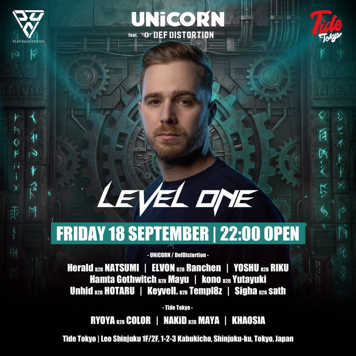Tide_Tokyo's tweet photo. 2026.09.18(FRI)
" UNiCORN feat. Def Distortion "
SPECIAL GUEST
LEVEL ONE
OPEN 22:00-
📍Tide Tokyo
#Unicorn14 #DefDis #TideTokyo
#hardstyle #harddance
#shinjuku #tokyo #japan
#tokyotrip #japantrip
#nightclub #nightlife #jpnight https://t.co/bxMAwZTdra