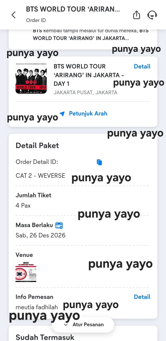 penemuroket's tweet photo. ⚠️WTS BTS ARIRANG JKT DAY 1 CAT 2⚠️
✅️1 tix only
✅️ fullpayment only
dm for price yaa. pake akun sendiri😋😋 https://t.co/QyiyKjtefq