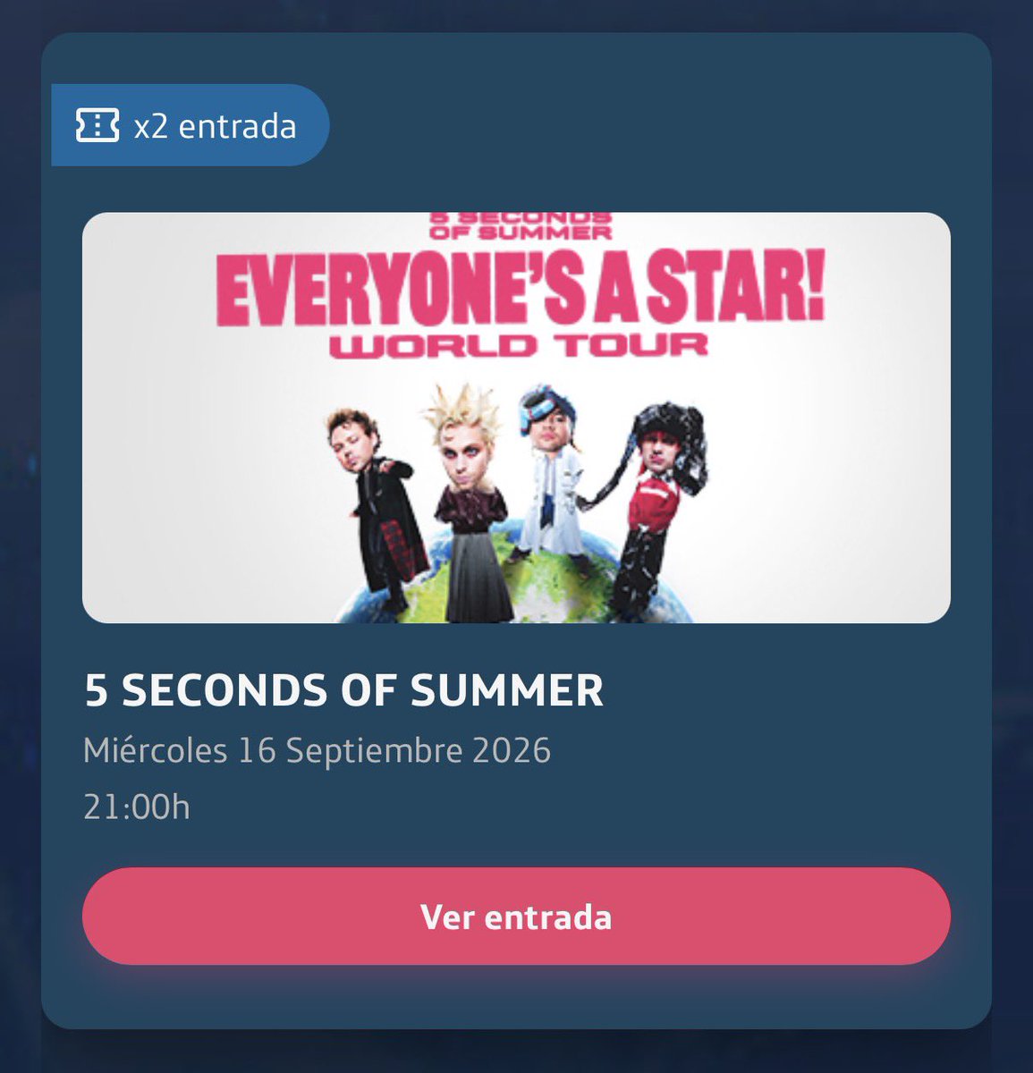 agus_rebora's tweet photo. ⚠️ VENDO 2 ENTRADAS PARA 5SOS EN ARGENTINA PLATEA ALTA

Las vendo al mismo precio que las pagué $120.000 c/u o se puede charlar 😌 hablenme al privado! https://t.co/fJotEGUUyK