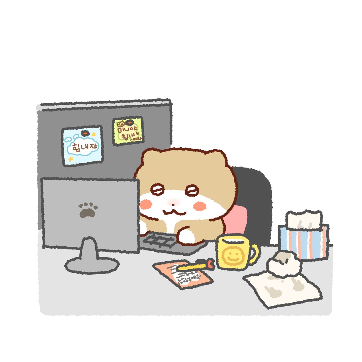 tttk_nan's tweet photo. 요청하신 야근하는 미니 입니다 https://t.co/T9JLvPAhdA