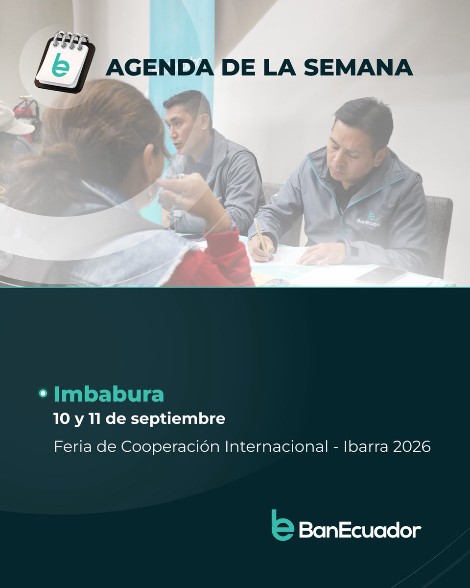 BanEcuadorBP's tweet photo. Conoce la #AgendaDeLaSemana de @BanEcuadorBP ⬇️ https://t.co/CPD67oYMzo
