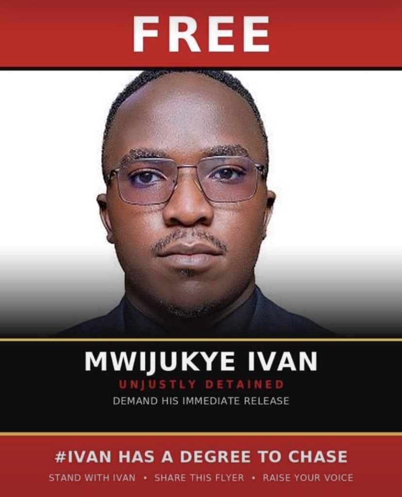 ProudUgandan001's tweet photo. Free @Mwijukyeivan . No voice should be silenced through fear or detention. Let justice speak louder than intimidation. Freedom is not a privilege, it is a right. #FreeIvan https://t.co/AmvH0mmkgO