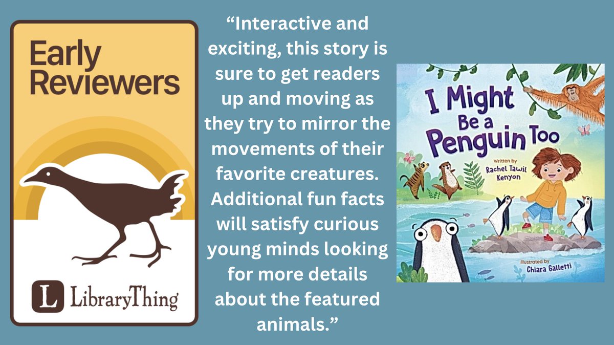 LibraryThing's tweet photo. "Take a romp through the animal world with this lively picture book about the many unique creatures found at the zoo."

Enter to win a copy of @RachelTKenyon &amp; @ChiaraGalletti's "I Might Be a Penguin Too" from @worthykidsbooks https://t.co/9ccm4Ht8e0