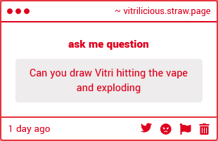 blondfetish's tweet photo. I drew trip hitting a vape once but I never finished it: i think its somewhere on my profile in an old art dump, but I'll never finish it. 
vitri bubblegum cotton candy vape is REAL in my heart but i have better things to do rn #watchout #scarythingscoming #finalwarning 😌😈😈 https://t.co/bh2xQTRSKd