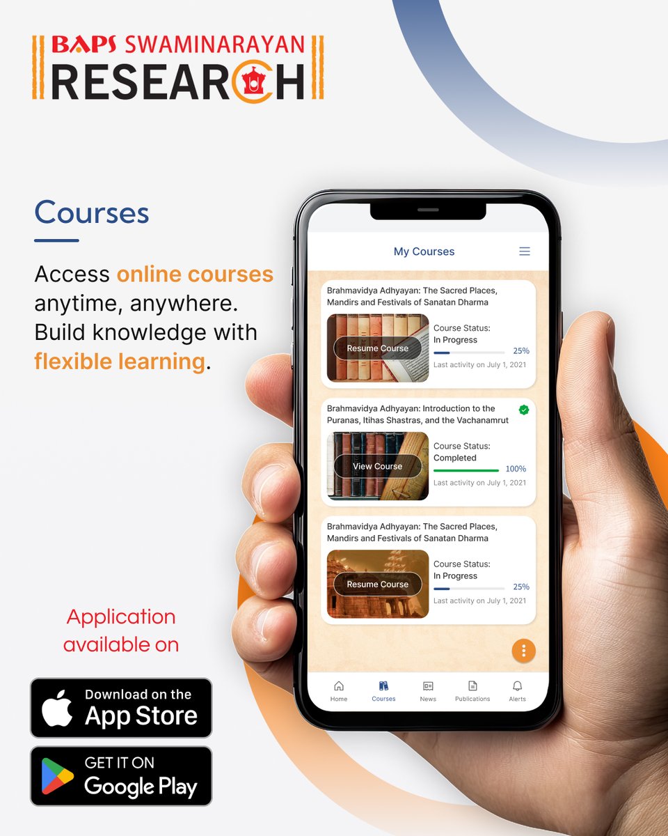 bapsresearch's tweet photo. 🎓 Learn Anytime. Learn Anywhere.

Access structured online courses on philosophy, Sanskrit, Indian Knowledge Systems, and the intellectual traditions of Sanatan Dharma through the BAPS Swaminarayan Research App.

📲 Available on the App Store &amp; Google Play. https://t.co/RLBNS4PUY3
