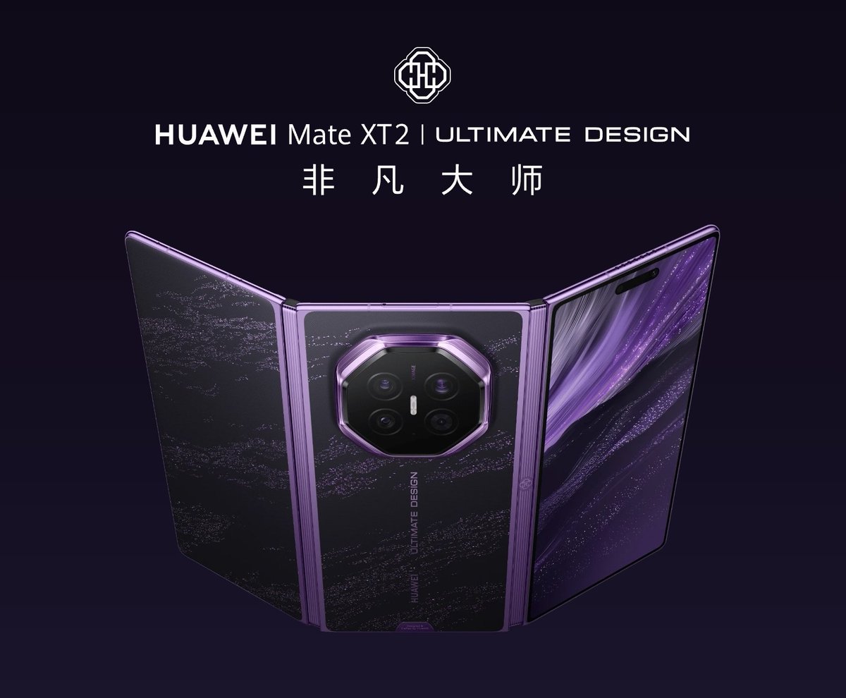 TrakinTech's tweet photo. Huawei launched it's new Tri-Fold, Mate XT 2

📱6.5" (Cover) + 10.2" (Inner) LTPO OLED 1-120 Hz Display
💾Kirin 9050 Pro SoC
📸50MP (Main with Variable Aperture) + 50MP (Telephoto) + 40MP (UW) Rear Cameras
🤳 8MP (Cover) + 8MP (Inner) Front Cameras
🔋 5600mAh Battery
⚡66W (Wired) + 50W (Wireless) Charging
⚙️Harmony OS 7

Price:
16GB + 256GB - CN¥ 19,999 (~Rs. 2,82,000)

Would you like to see a video on this?