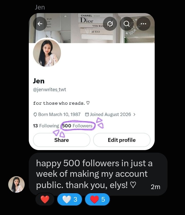 Jeonvxn's tweet photo. A ROUND OF APPLAUSE FOR OUR PRETTY AUTHOR!! 🫶🏻👏🏻

CONGRATULATIONS ON REACHING 500 FOLLOWERS, @jenwrites_twt!! 🎉💗 You truly deserve all the love and support you’re receiving. Here’s to more readers, more stories, and many more milestones to come!
#Wantedpost #Congratulations https://t.co/QCWhIEcU3R