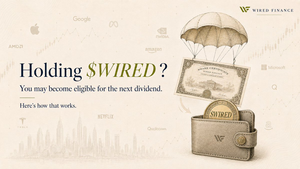 wiredfi's tweet photo. The Wired payout loop is pretty straightforward for holders 🙌

→ 1% of every trade accumulates
→ balances are snapshotted
→ the pool is split proportionally across eligible wallets

So far, we’ve distributed ~$5,000 worth of $AAPL stock.

And you could be in the next round 👀

Read more 👉 https://t.co/bwv3S0e6A4