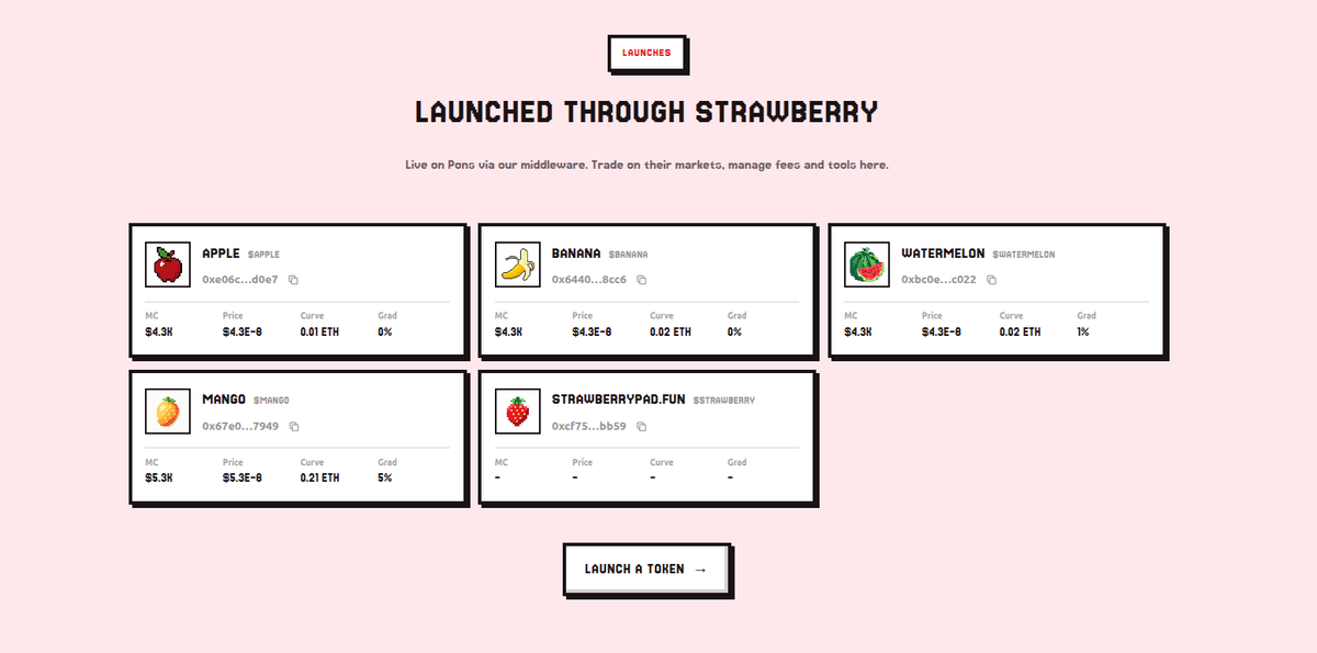 Strawberrypad_'s tweet photo. @QTee99 For now, it’s in the beta stage. 
We’ll be adding a separate window for tokens launched on our launchpad later today, within the next few hours! https://t.co/BD26V6mzoD