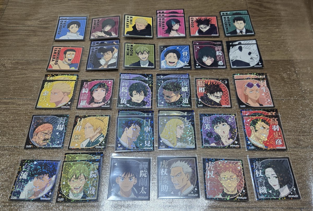 SmY17Ash's tweet photo. 【交換】呪術廻戦　シール烈伝　100均

【譲】画像参照

【求】No.001虎杖

郵送または西船橋周辺or都内手渡しでの交換希望。
纏めてだと助かりますが1枚からでもお気軽にお声掛け下さい！ https://t.co/PHNRvdXjQ4