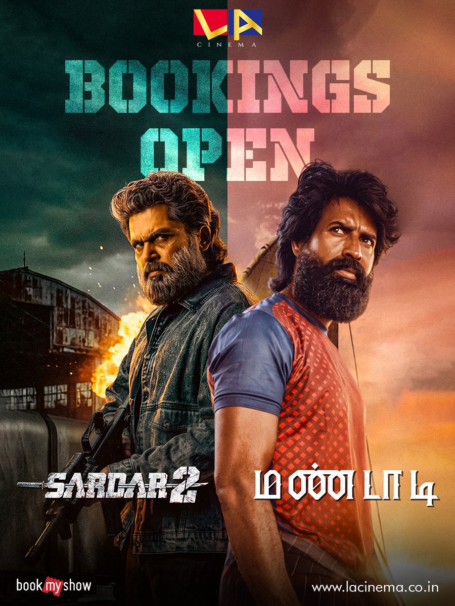 LACinemaTN's tweet photo. 🎬🔥 BOOKINGS OPEN! 🔥🎬

Get ready for the action! 💥
⭐ Sardar 2
🔥 Mandaadi

🎟️ Book your tickets now at LA Cinema and experience the big-screen madness! 🍿🔥

📍 LA Cinema
🎫 Book Now | Don’t Miss the Show!

#Sardar2 #Mandaadi #lacinema #BookingsOpen #tamilcinema https://t.co/20qt3XrTGG
