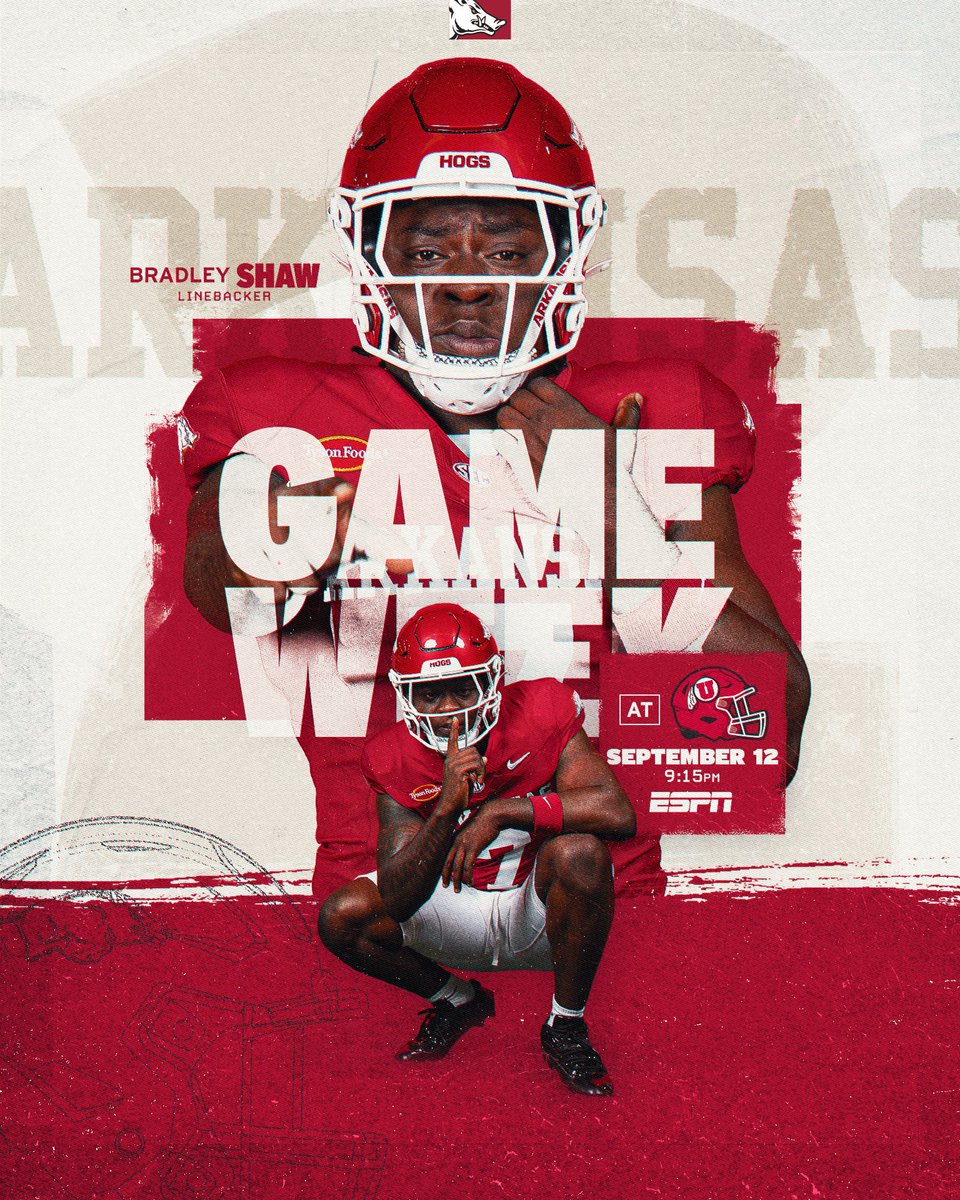 RazorbackFB's tweet photo. Hitting the road to face the Utes 🐗

⏱️ 9:15 PM (CT)
📺 ESPN https://t.co/z5TKsajuyJ