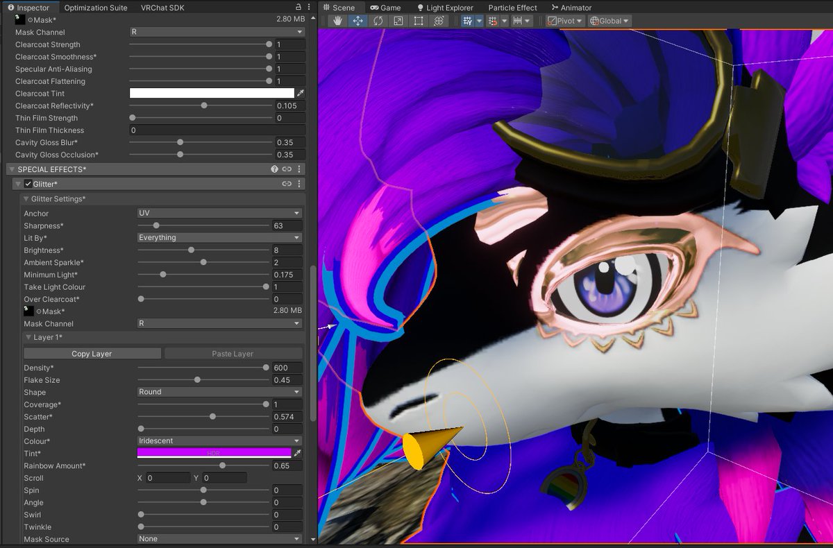 VixForge's tweet photo. So these are my settings for how I make the metal on my avatar pop so vividly with my Toon shader, and then i carry the settings to the latex shader for the matcap masks!
Part 1/2 https://t.co/jopHUcO3KK