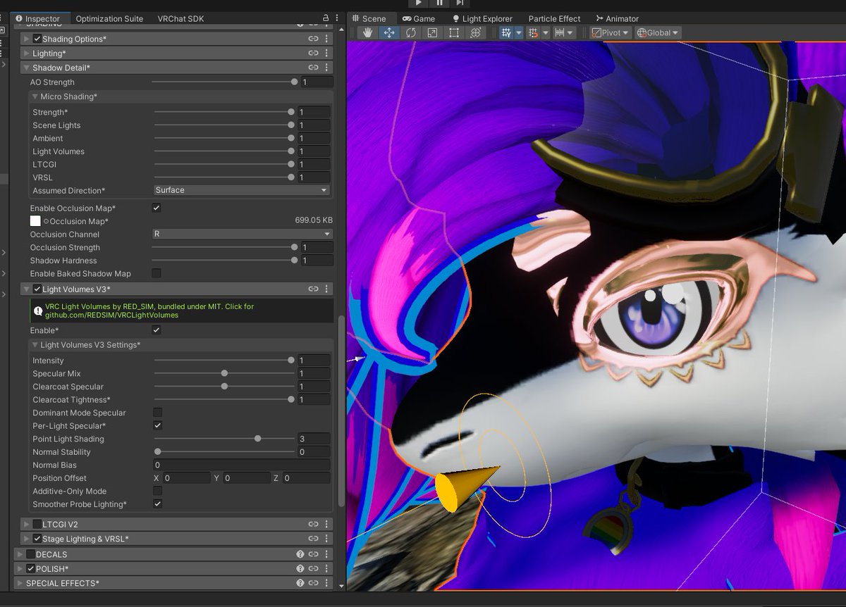 VixForge's tweet photo. these are my settings for how I make the metal on my avatar pop so vividly with my Toon shader, and then i carry the settings to the latex shader for the matcap masks!
Part 2/2 https://t.co/HLFdtJnRLm