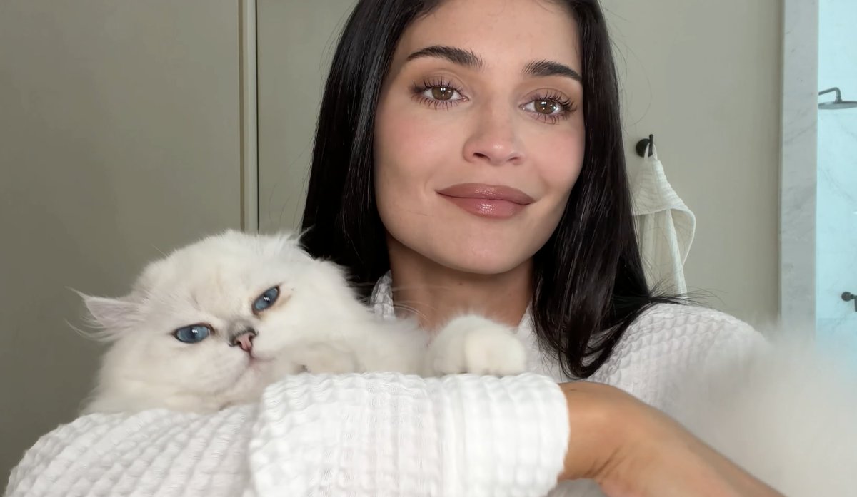 Khydaily's tweet photo. Kylie Jenner and her cat Mr Benjamin Blue https://t.co/3fFasXqeTQ