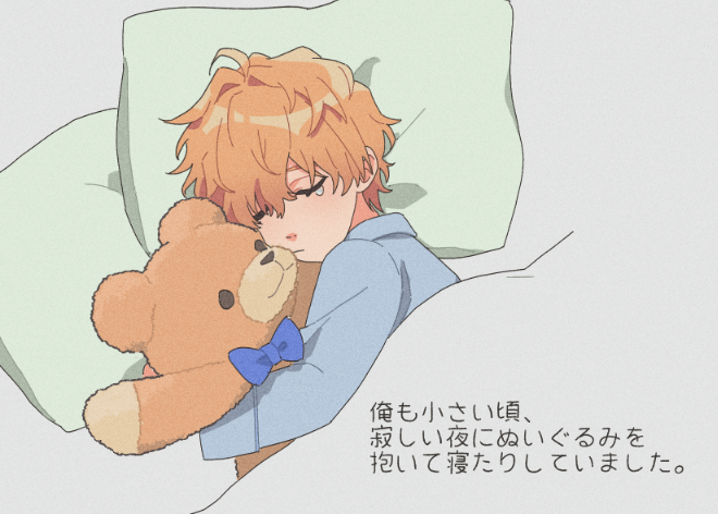 hi_nmh's tweet photo. 寂しさをぬいぐるみで埋める幼きヒースきっとめちゃくちゃ可愛いと思う　※年齢操作 https://t.co/VMCMVx9BgP